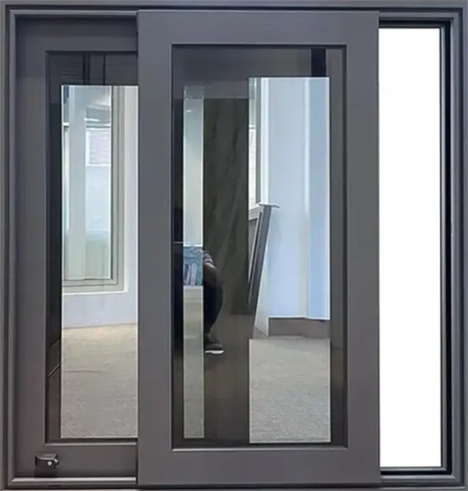 Black Aluminium Double Glazed Glass Sliding Windows With High Wind Pressure Resistance