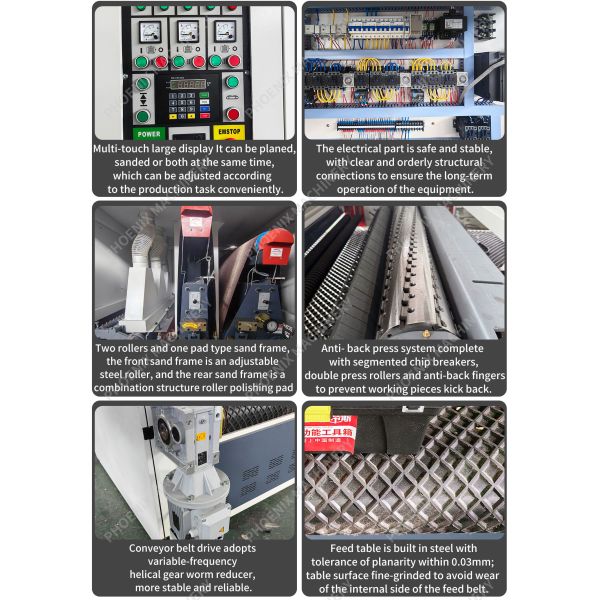 15kw Motor B-R-RP1000 Easy Operation Industrial Woodwork Wide Planer Belt Sanding Machine 1000mm