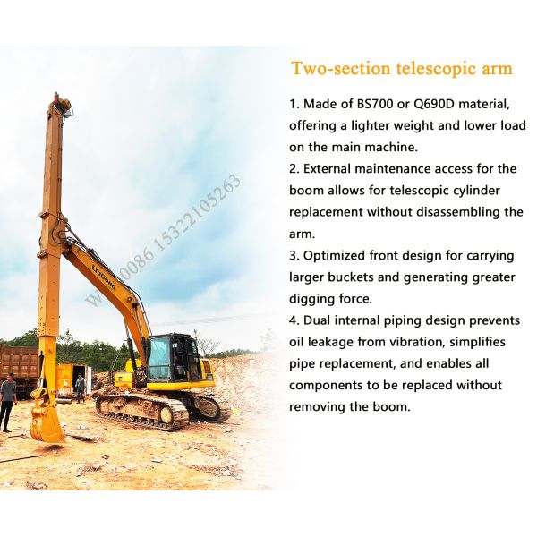 Mining Dredging Telescopic Arm Adjustable Length Excavator Boom