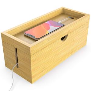 Wholesale Custom Logo Large Storage Bamboo Cable Management Box Hider for Office 31.8x12.2x10cm from china suppliers