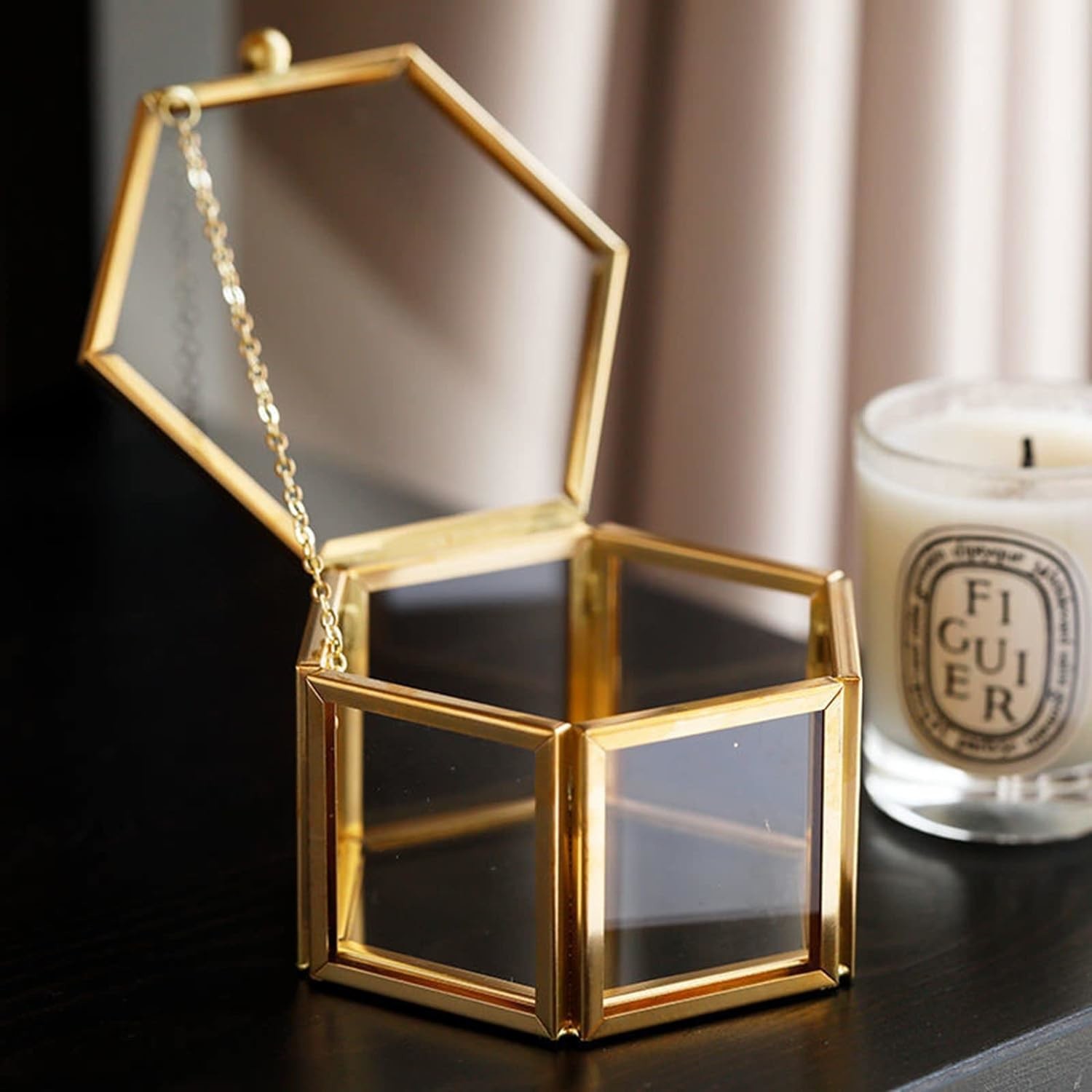 Hexagonal Greenhouse Glass Jewelry Storage Box