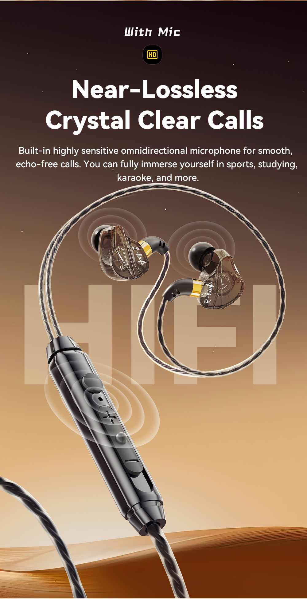 3.5mm Jack Aux USB Type C Earphone With HiFi Touch Control