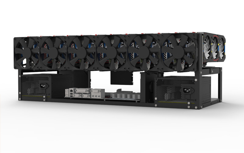 Cheapest 6 PCIE Ethereum Crypto GPU Mining Rig Machine Server Case 6gpu Support ATX Power Supply Storm fans