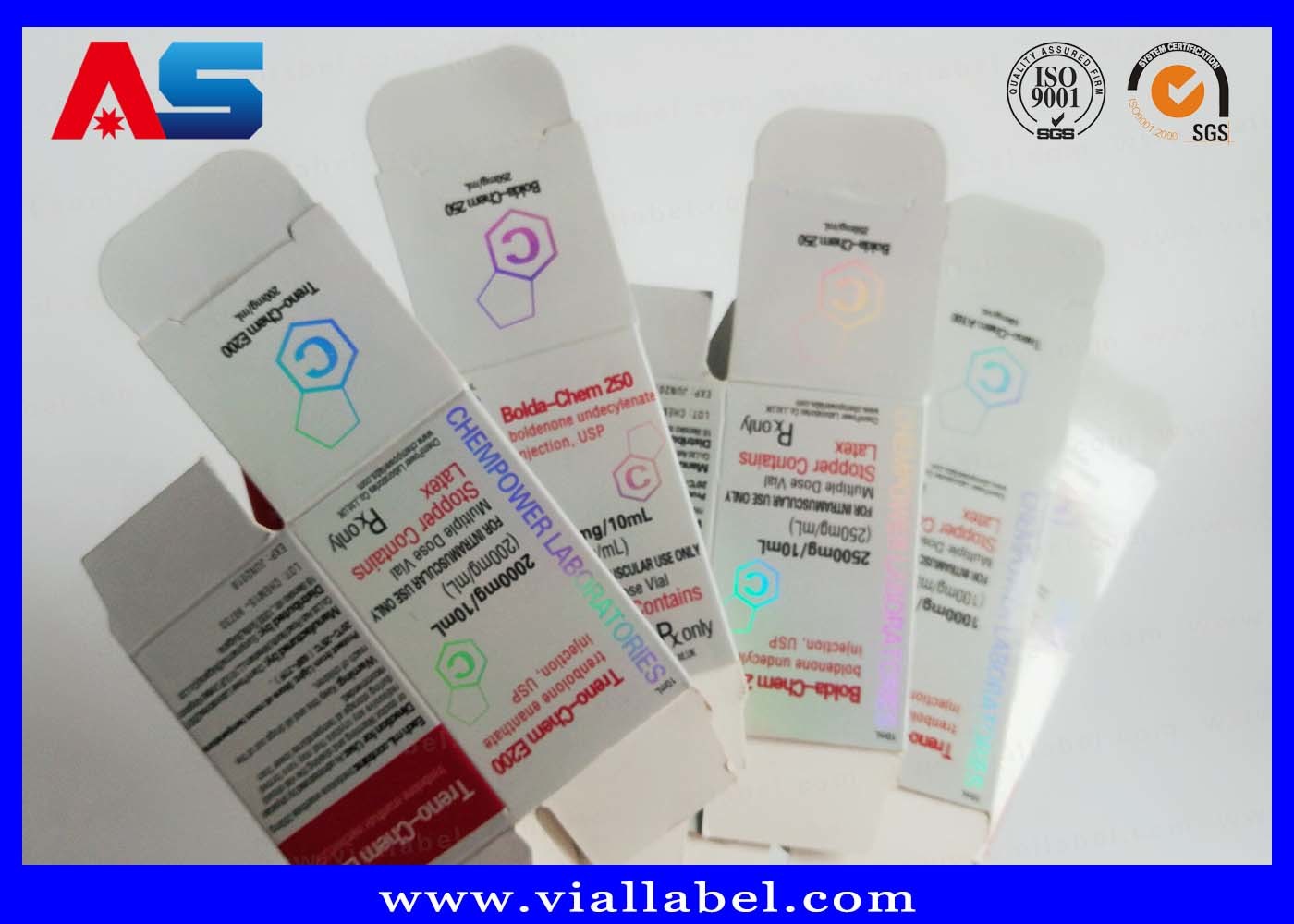 Full Color 10ml Vial Boxes / Paper Packaging Medicine Storage Box Hologram Printing