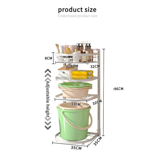 Steel Kitchen Rack Bathroom Shelf Save Space Floor Standing Storage Multi-layer Shower Caddy Organizer Large Capacity Adjustable