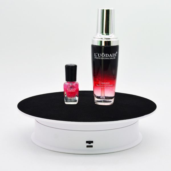 360 Degree Electric Rotating Cake Display Stand For Retail Stores Black