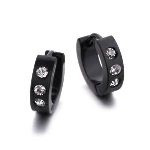 Wholesale Custom CZ Earring Jewelry Hopp Earrings Black Plated Studs Circle Clip on Earrings from china suppliers