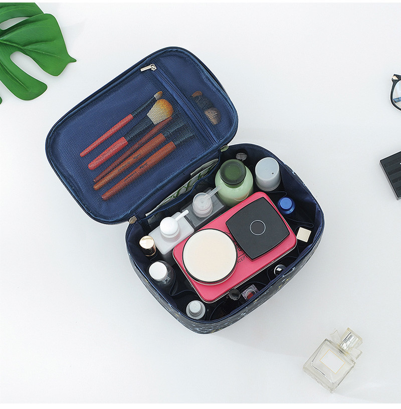 Large Capacity Printed Nylon Cosmetic Makeup Organizer Bag With Handle