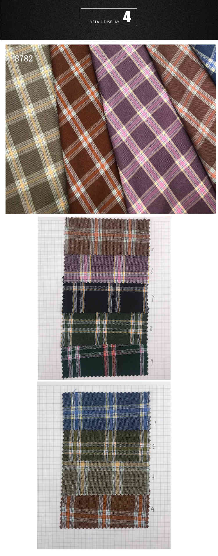 Stretch Polyester Rayon Yarn Dyed Gingham TR Check Fabrics Twill Plaid