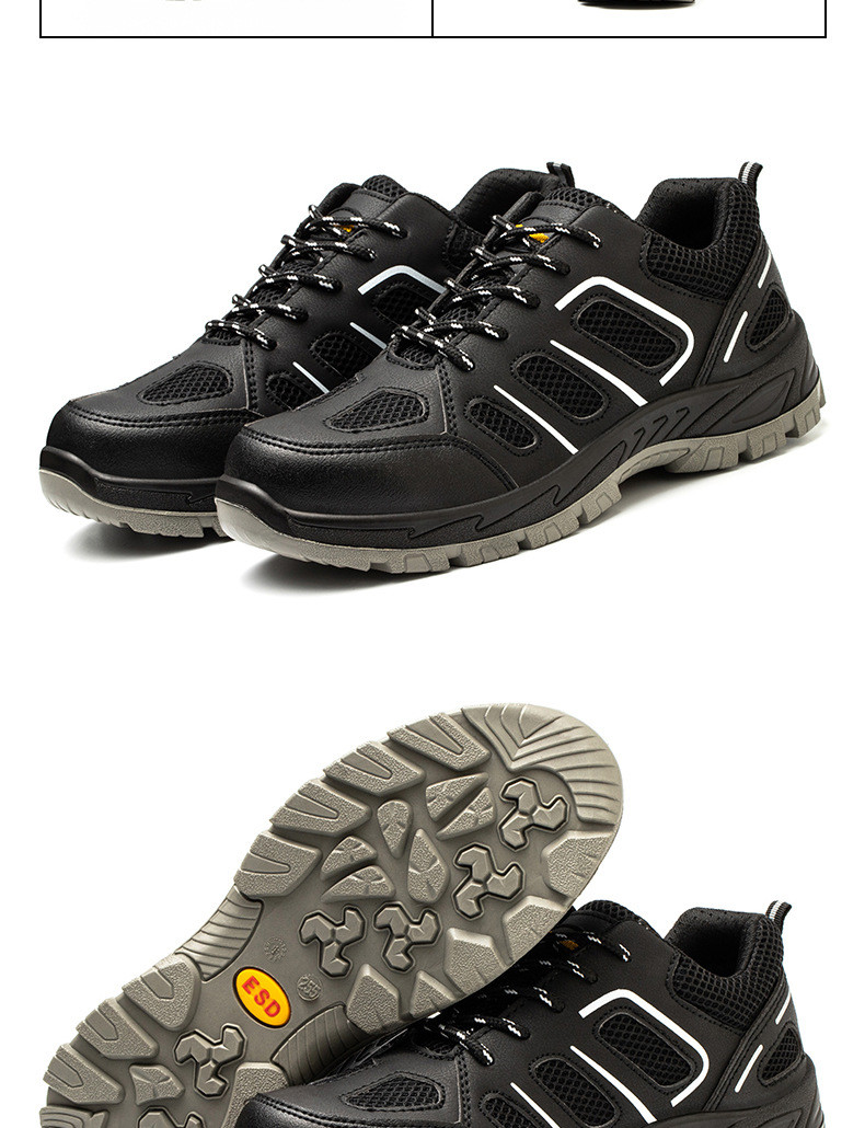 PU Sole Kevlar Mid Sole Anti-stab Steel Toe Work Shoes For Anti-smash Protection