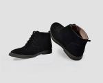 Genuine Leather Plush Suede Desert Boots For Men , Square Heel Mens Ankle Dress