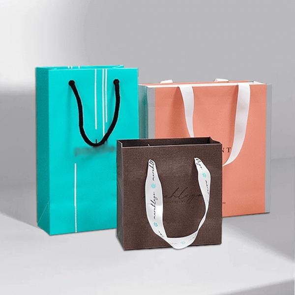 Ribbon Accessories Custom Logo Paper Handbag for Retail Shopping Gift Packaging