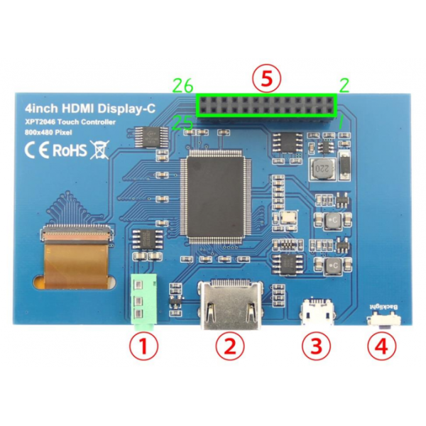 800*480 Raspberry Pi Zero Touch Screen HDMI Port RTP Touch Panel 4 Inch