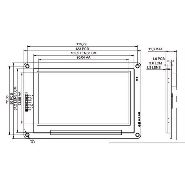 250cd/m2 Serial Port Display 480x272 Versatile Intuitive 4.3 TFT LCD Monitor