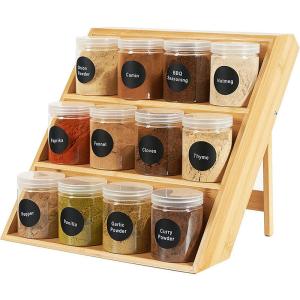 Wholesale Storage 11.85x3.5x13.8inch Wooden Spice Rack Shelf , Kitchen Bamboo Standing Spice Rack from china suppliers