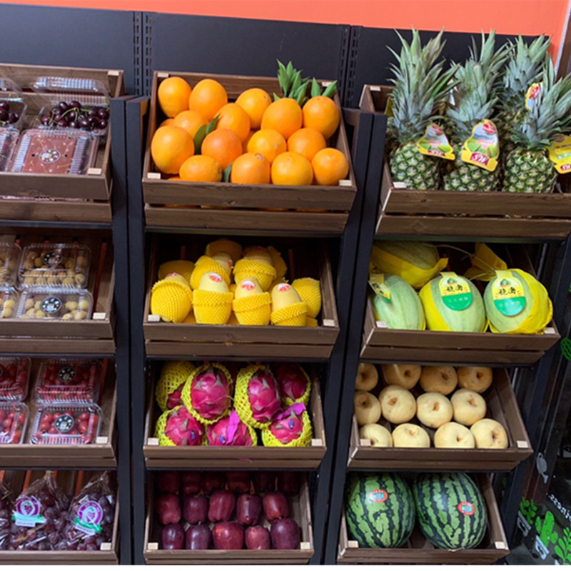 600CM 140CM 50kgs Vegetable And Fruit Display Stand Vegetable Rack For Shop