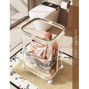 Sustainable Household Dirty Clothes Basket Simple Transparent With Handle
