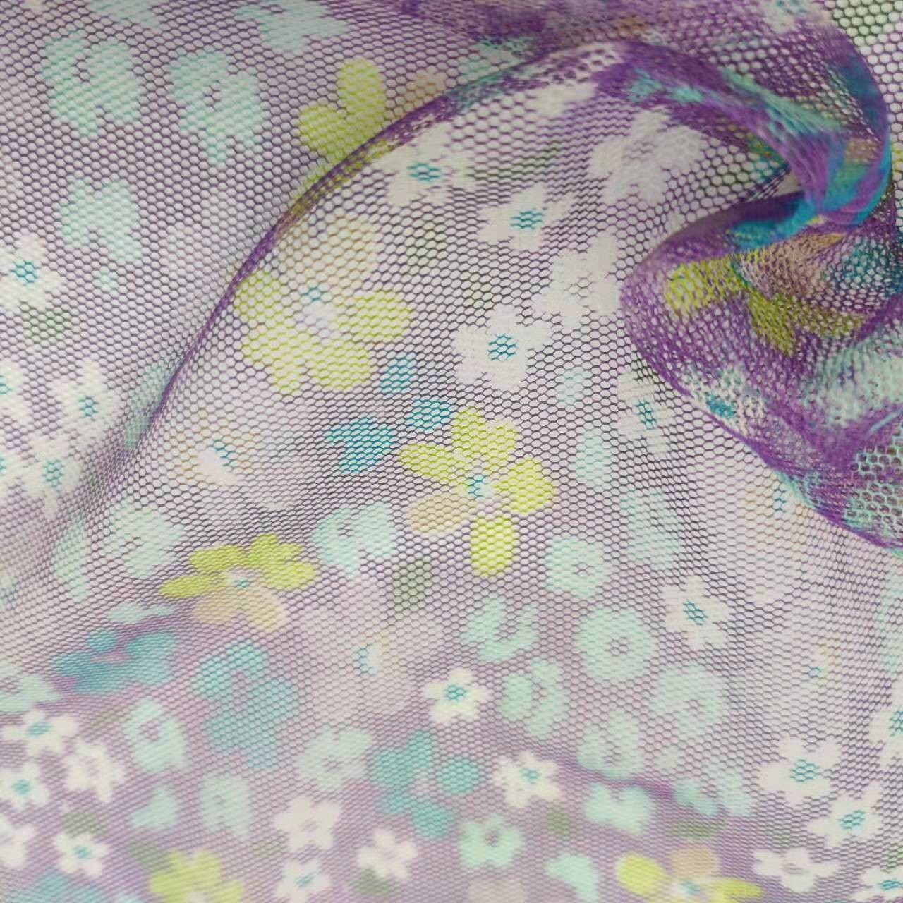Sports Mesh 150cm Sunflower Printed Fabric 100% Polyester Anti Static