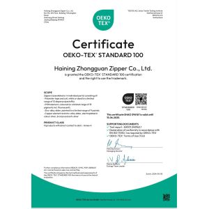Haining Zhongguan Zipper Co., Ltd. Certifications