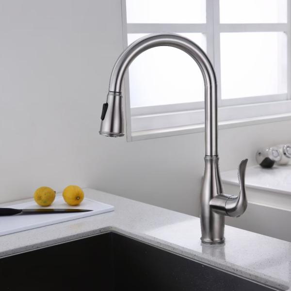Flexible Hose SUS304 Stainless Steel Kitchen Water Faucets With 35mm Cartridge