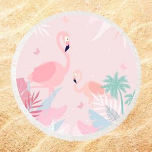 Wholesale Roundie Flamingo  Sublimated Beach Towels 250-300GSM Fluffy Exquisite from china suppliers