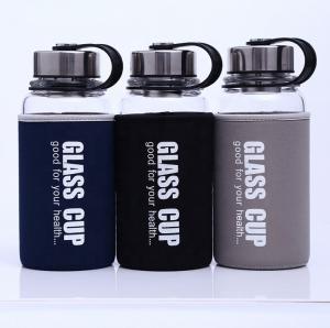 Wholesale 850ml/1000ml Big Size Sports Glass Bottles Durable High Borosilicate Unbreakable Glass Water Bottle 1 Liter With Nylon Sleeve Against Leaks And Spills from china suppliers