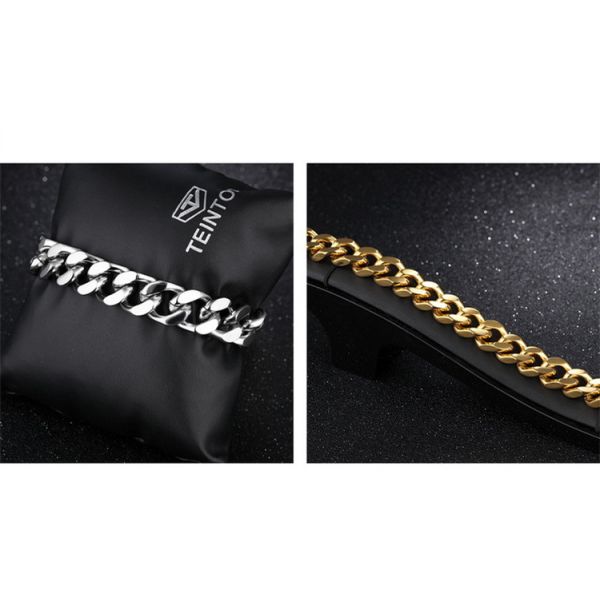 Jewelry Stainless Steel Silver/Black/Gold Plated Cuban Link Bracelet Men