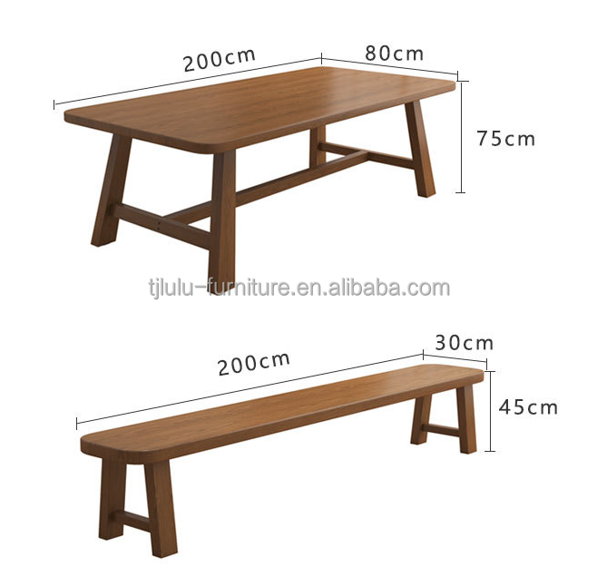 Solid Wood Frame Modern Nordic Rectangular Dining Table for Restaurant Hotel