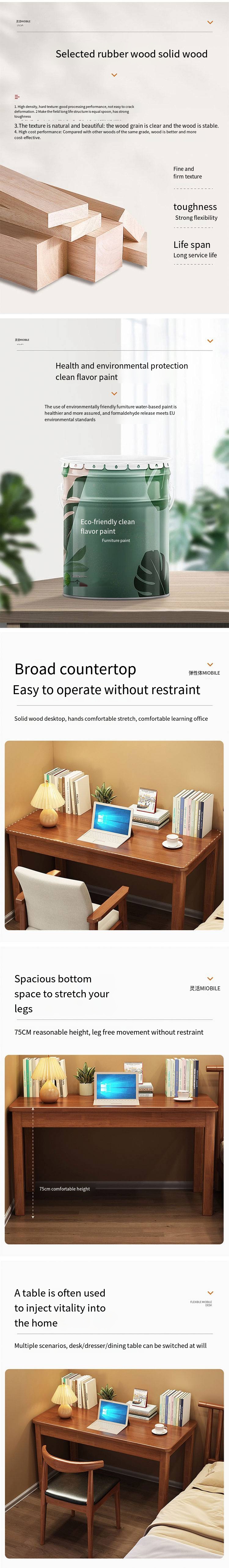 Melamine Solid Wood Office Computer Desk for Home Study and Bedroom Chair Combination