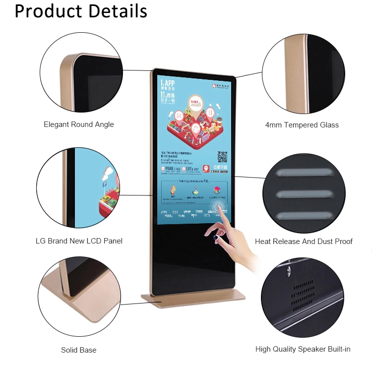 43 Inch Floor Standing LCD Display for Indoor Kiosk with WiFi 4K HD HDMI Media Player