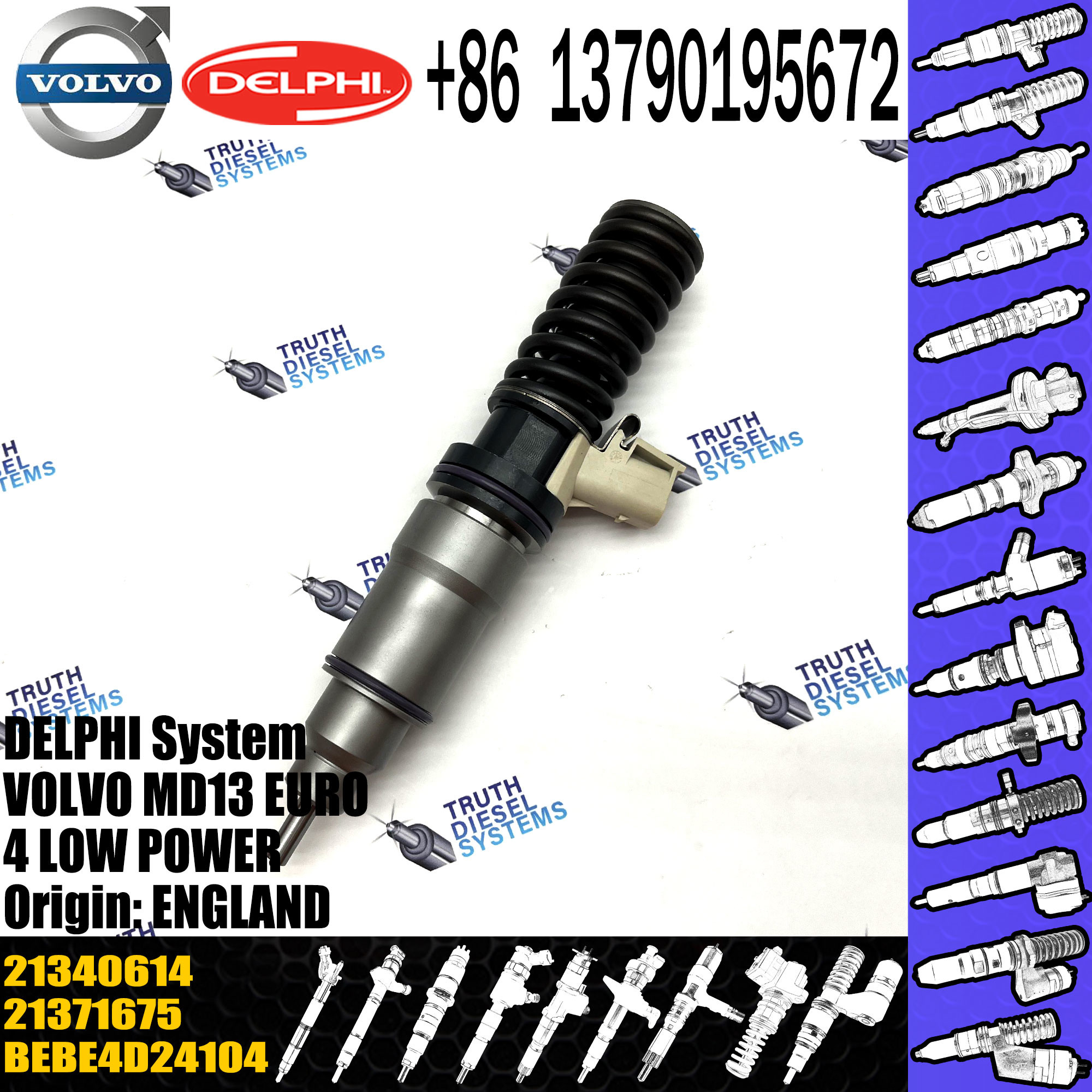 MD13 EURO 4 HIGH POWER E3 EUI Diesel Injector BEBE4D24104 BEBE4D24004 7421340614 7421340614 21371675 21340614