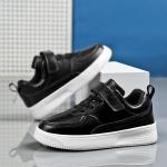 Children'S White Sneakers Skate Shoes 2024 Non-Slip Black Shoes Leather