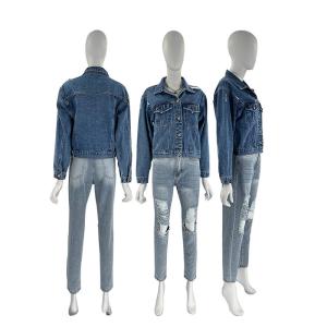Wholesale Oem Factory Manufacturer Custom Logo Button Up Ripped Distressed Denim Jacket from china suppliers