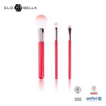 3pcs Private Logo Cosmetic Makeup Brush Set With Synthetic Hair Red Wooden