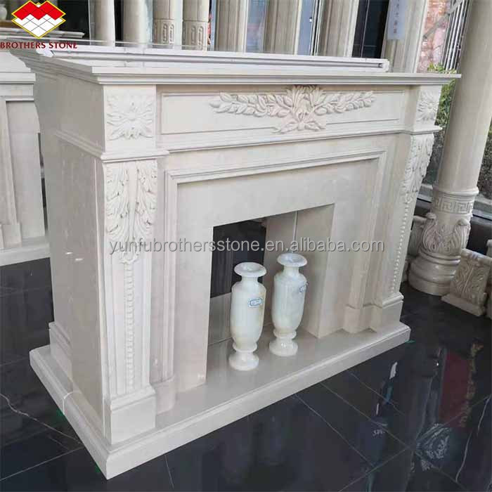 Customized European Style Fireplace Natural Marble for Modern Indoor Living Room