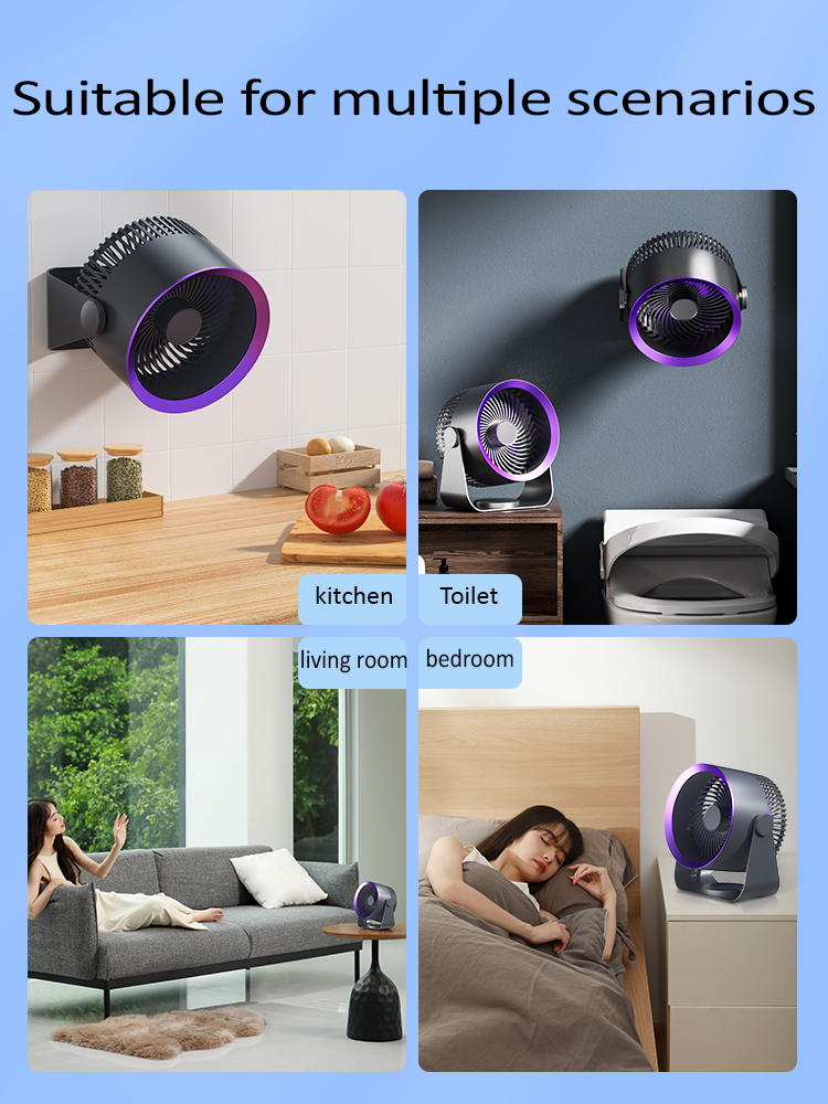 Portable Adjustable Electric Wall Fan Mini Camping Wireless Rechargeable Factory Hanging with 5V Battery for Home Car Hotel Use