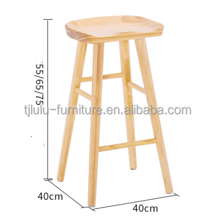 Modern Bar Chair Dining Restaurant Kitchen Nordic Hotel Counter Stool Solid Wood Customizable Color for Specific