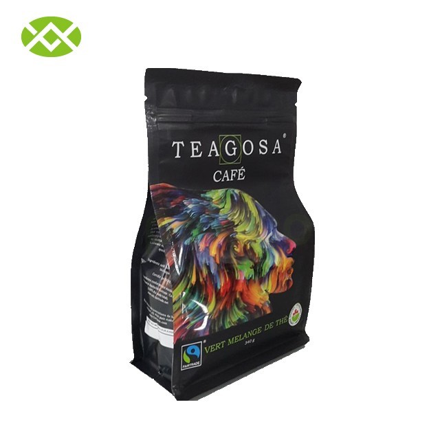 Round Corners Stand Up k Coffee Bags With Valve Flat Bottom Customized Color
