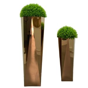 China Hexagonal Stainless Steel Metal Planter Large Flower Pot Casting Tech on sale