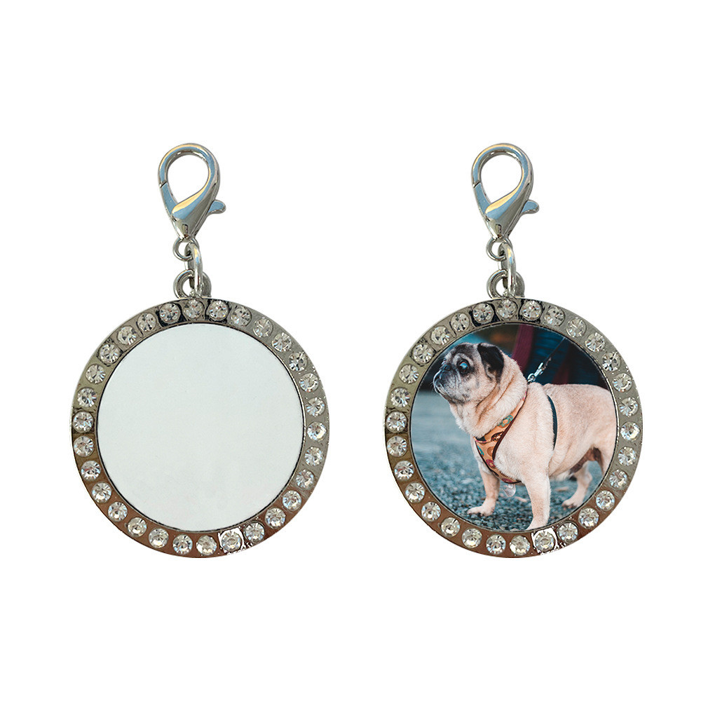 Sublimation Dog Tags Blanks With Diamond Trim accents Customized Pet Tags for sublimation