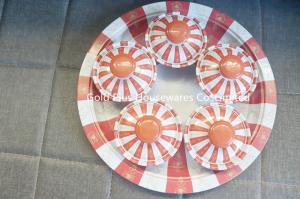 Wholesale 6 Piece bowls &amp; tray serving set red round snack salad serving bowls set with stainless steel tray from china suppliers