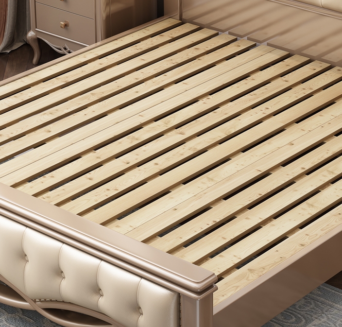 Custom Wooden Double Bed Frame Queen Size With Headboard And Drawer