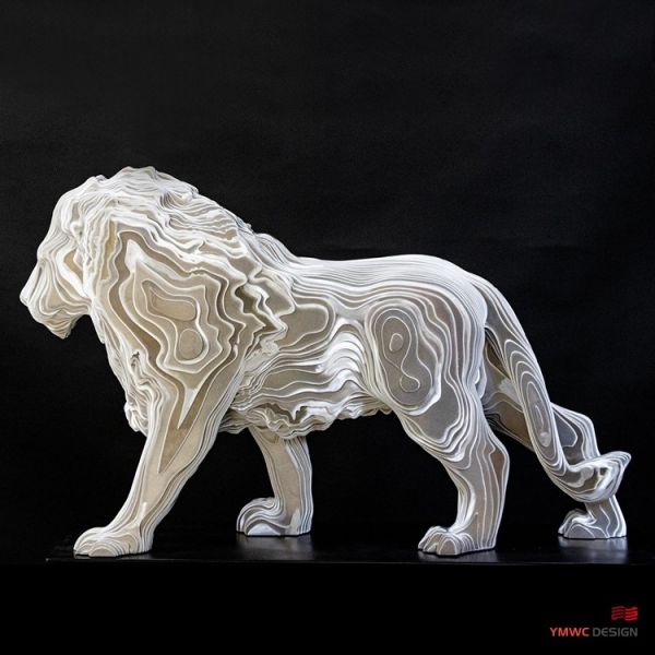 Custom Metal Animal Statues Art Decoration with Large Stainless Steel Lion Sculptures
