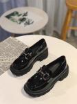 Fashion Black Flat Loafer Shoes With Heels Height 4CM