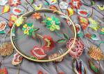 Bright 3D Colored Flower Embroidery Lace Fabric For Ladies Wedding Dressmaking