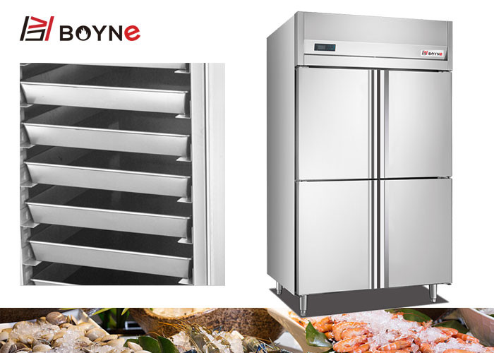 Commercial Kitchen stainless steel 4 Door Freezer Refrigerator Insert Trays Cabinet