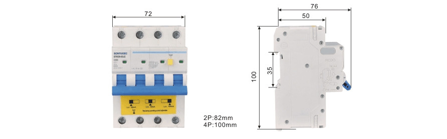 2P, 4Pole protection new model STRO6-63LE Electronical type RCBO Circuit Breaker 230V ,400V CE Passed 50/60HZ