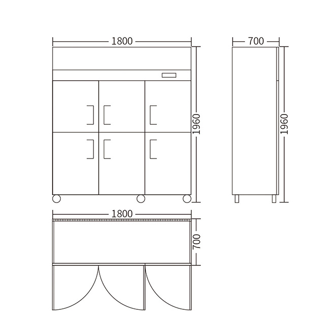 110V/60HZ 4 Doors Heavy Duty Refrigerated Cabinets Upright Refrigerator Fridge Freezer