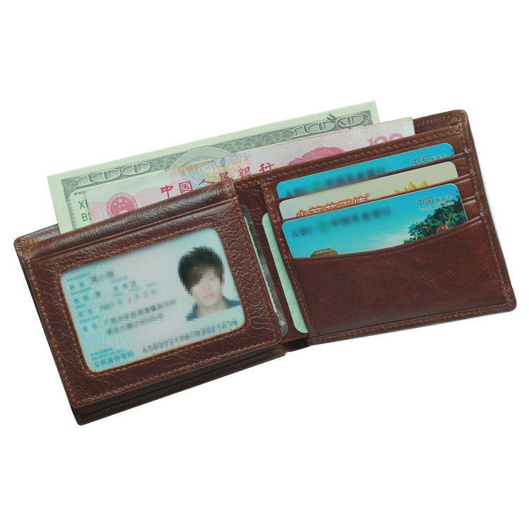 Customized Leather Men's Wallet with Hot Stamping Logo and RFID Blocking Technology