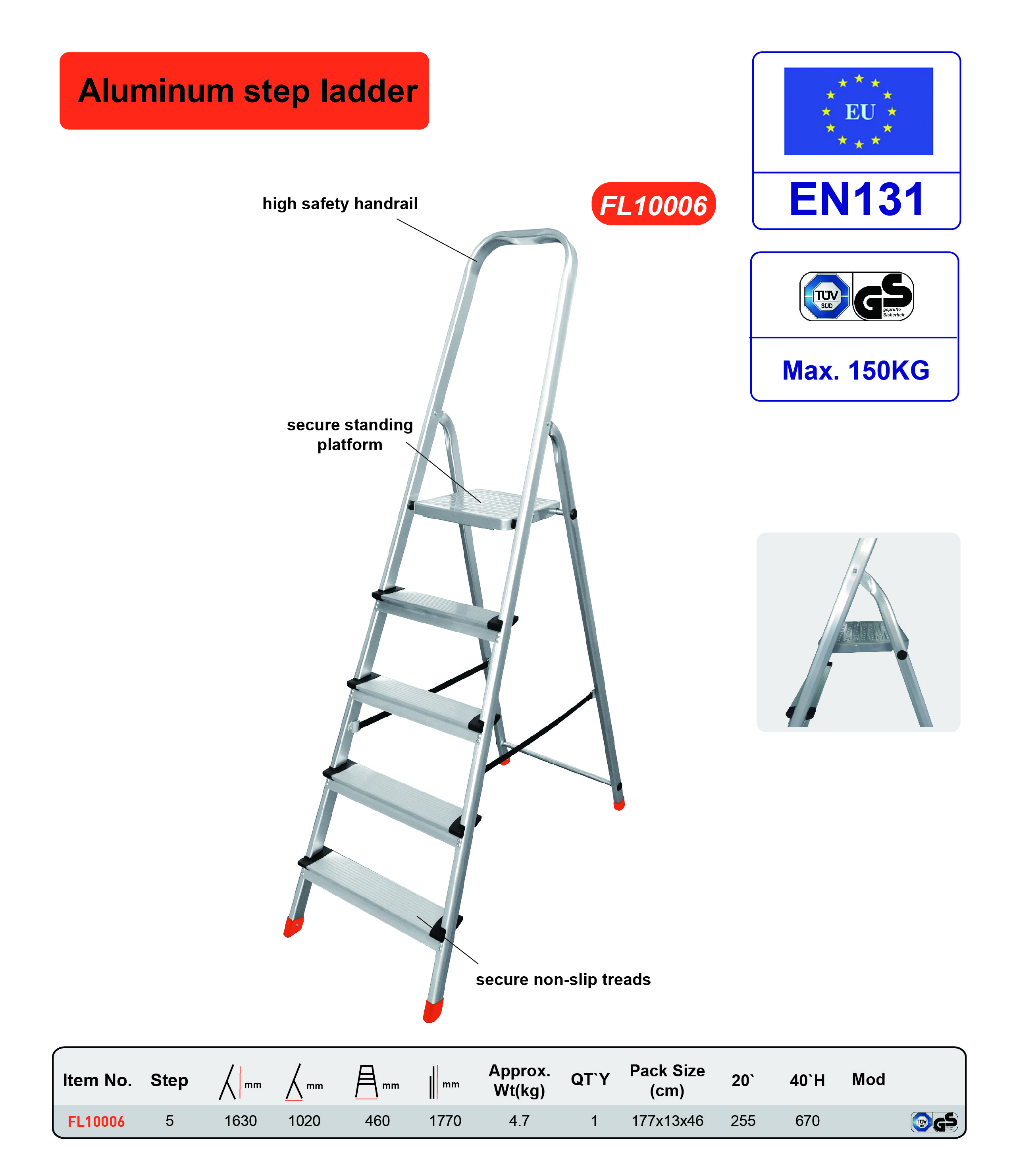 Outdoor Foldable Aluminum Ladder Safety Use 5 Steps For Changing Light Bulbs